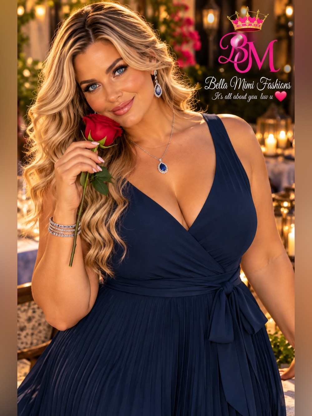 👑
💙 City Chic Lilly Navy Blue Pleated Midi Dress 
Size 22 / XL